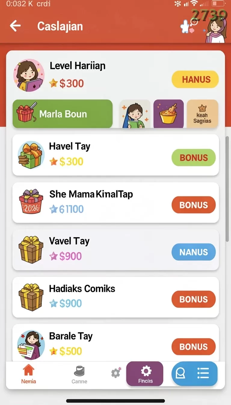 Cuplikan layar KG778 — menu navigasi